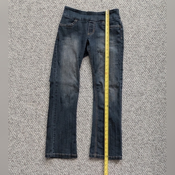 Suko Women's (Size 8P) Blue Partially Distressed Boot Cut Elastic Waist Jeans - Picture 8 of 12